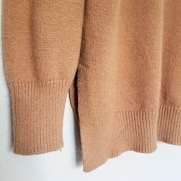 Maeve Anthropologie Crystal Longline Tunic Sweater S Camel Brown Mock Neck $118 - Picture 9 of 15